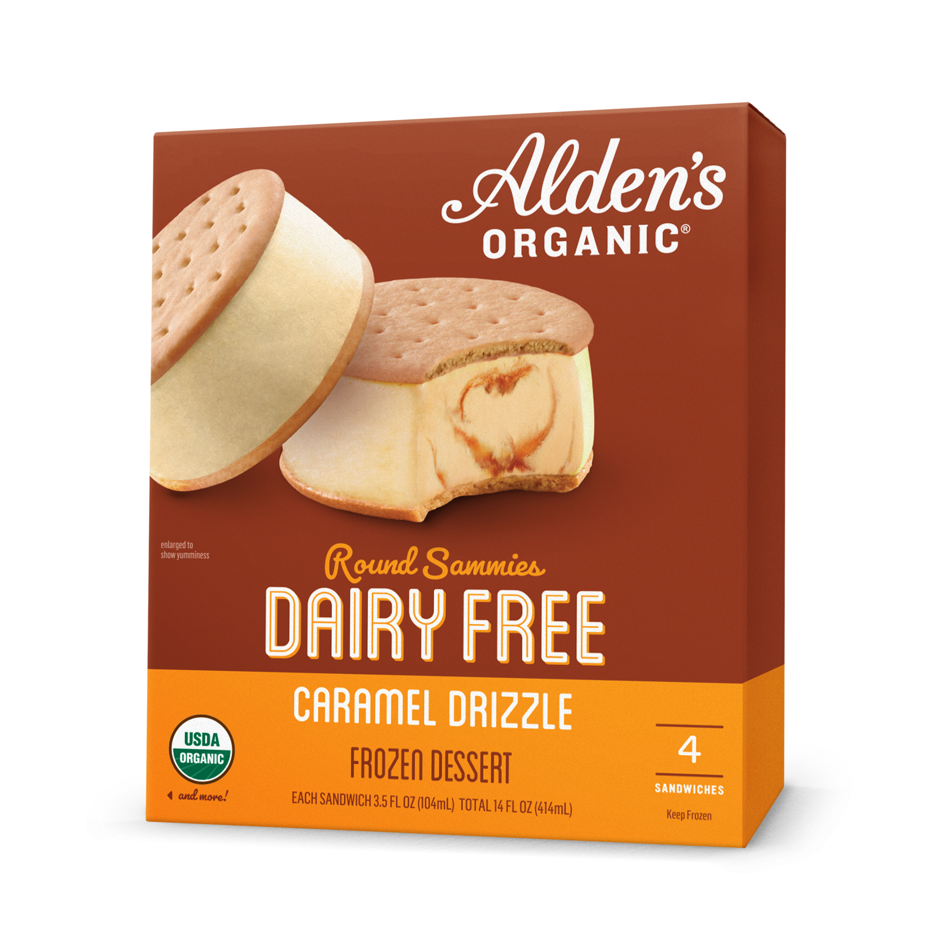 Dairy Free Caramel Drizzle Round Sammies – Alden's Organic