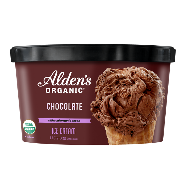 Alden’s Organic Chocolate Ice Cream – Three 48 fl oz Tubs