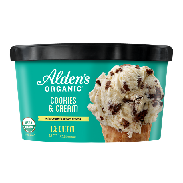 Alden’s Organic Cookies and Cream Ice Cream – Three 48 fl oz Tubs